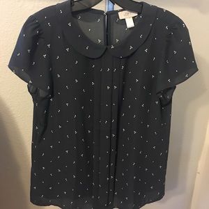 Navy Peter Pan Collar LOFT Blouse